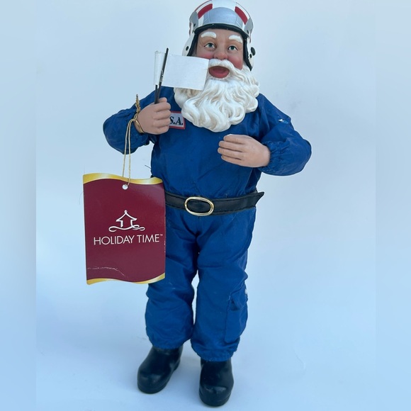 Vintage Holiday Time Aviator Santa Claus Figurine Pilot Christmas Decor wi Tags - Picture 10 of 10